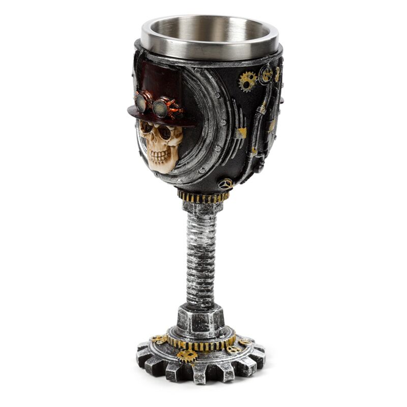 Dekorativer Kelch mit Steampunk-Totenkopf