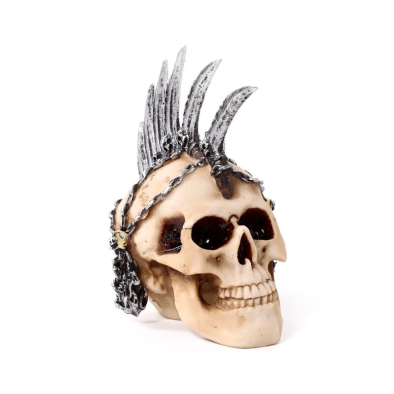 Punk-Totenkopf mit Kettenmesser-Hahnenkamm