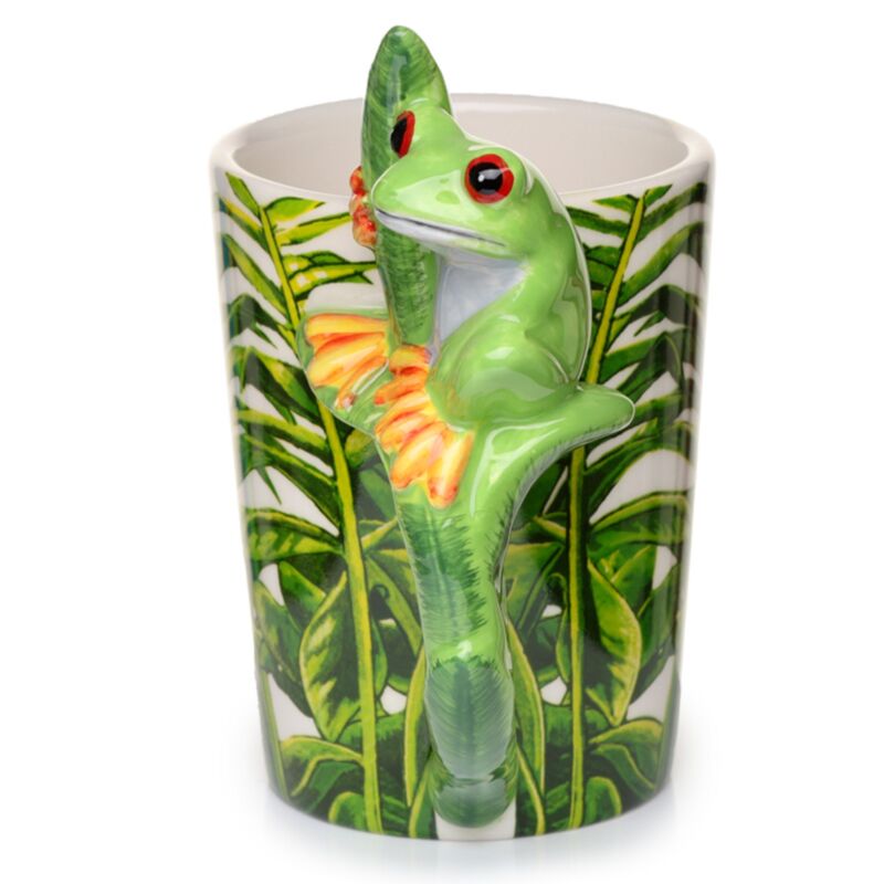 Keramiktasse mit Laubfrosch-förmigem Henkel
