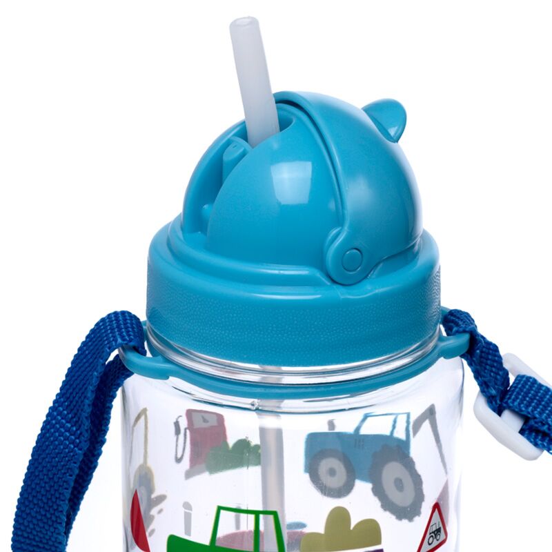 Ecozen Kinderwasserflasche 450 ml mit Flip-Strohhalm für kleine Traktoren