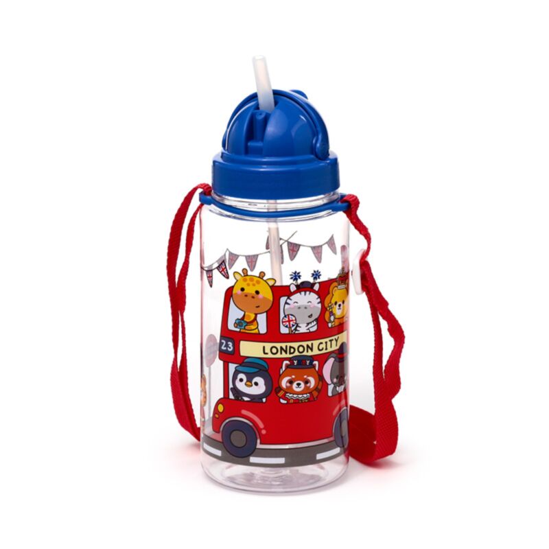 Ecozen Kinderwasserflasche 450 ml Flip-Strohhalm Adoramals London