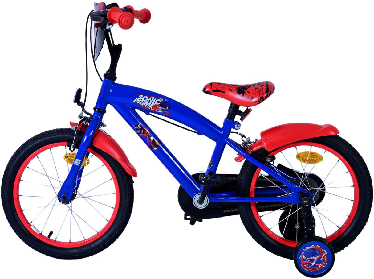 Sonic Prime Children's Bicycle - Jungen - 16 Zoll - Blaurot - Zwei Handbremsen