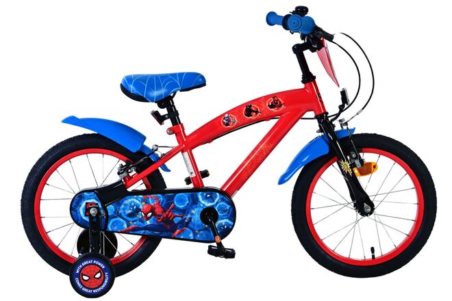 Spiderman Spider-Man Kinderfahrrad – Jungen – 16 Zoll – Blau Rot – Zwei Handbremsen