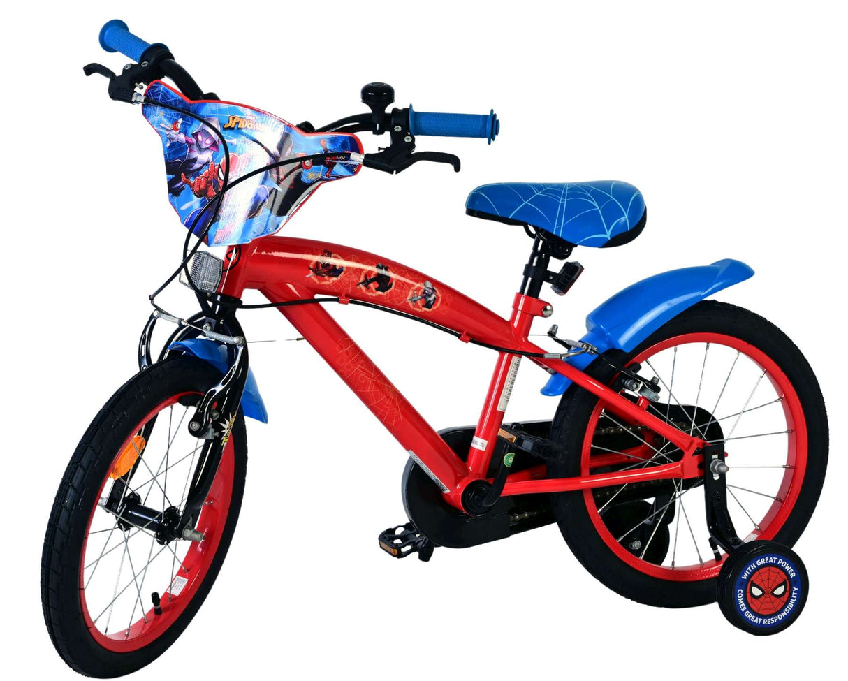 Spiderman Spider-Man Kinderfahrrad – Jungen – 16 Zoll – Blau Rot – Zwei Handbremsen