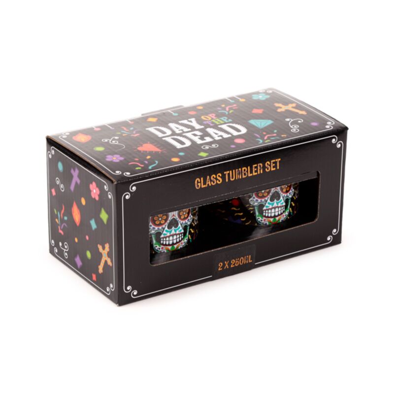 Dia de los muertos Set mit 2 Glastrinkgläsern 250 ml