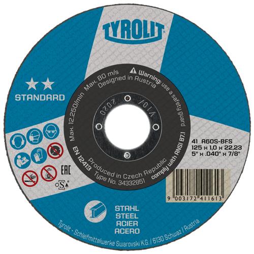 Tyrolit dss 125x1,6mm a46q-bfs standard st edelstahl | 25 Stück