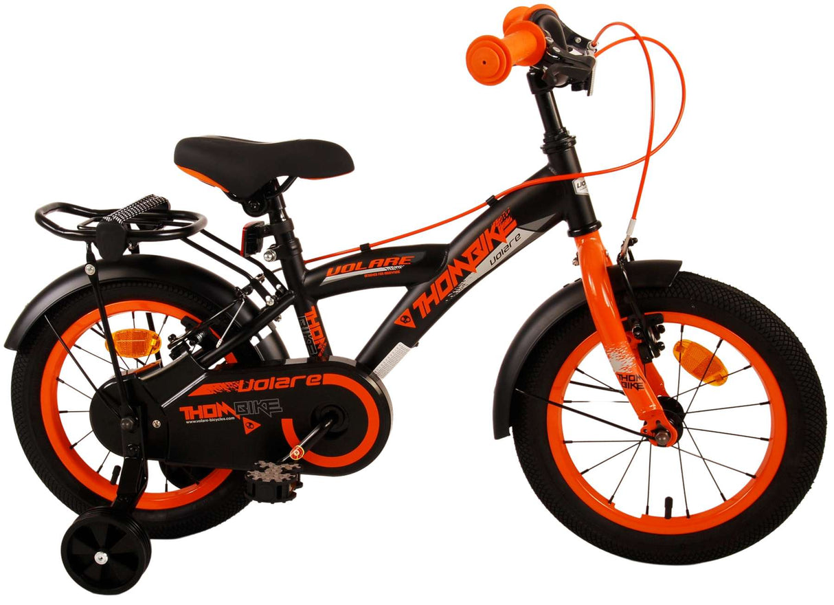 Volare Thombike Children's Bike Boys 14 Zoll schwarz orange zwei Handbremsen
