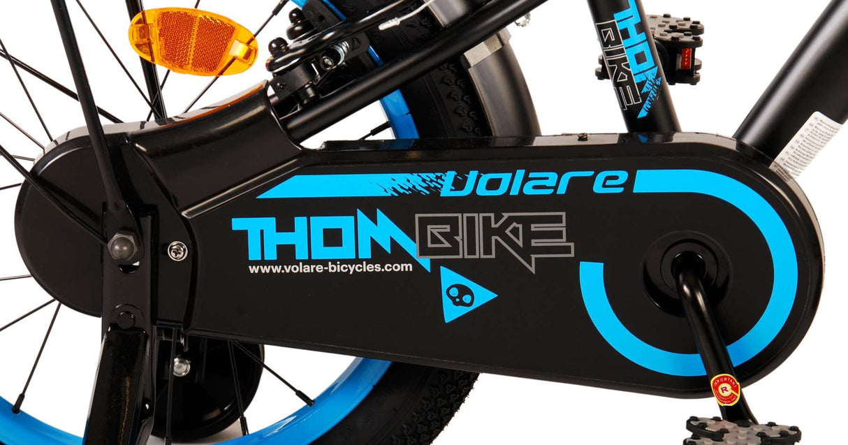 Volare Thombike Kinderfahrrad – Jungen – 16 Zoll – Schwarz Blau – Zwei Handbremsen