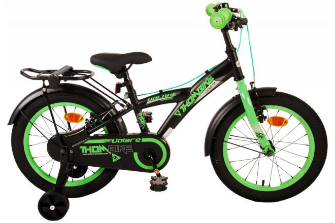 Volare Thombike Kinderfahrrad – Jungen – 16 Zoll – Schwarz Grün – Zwei Handbremsen