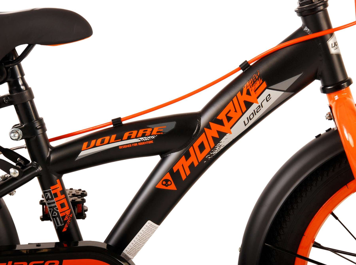 Volare Thombike Children's Bike Boys 16 Zoll schwarz orange zwei Handbremsen
