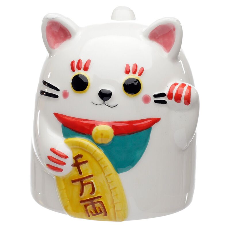 Maneki Neko Glückskatze auf dem Kopf stehende Keramiktasse