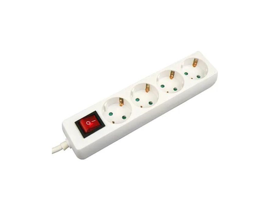 ZB verlängern Socket - mit Schalter - 4 Verbindungen - Weiß - Kabellänge 3M