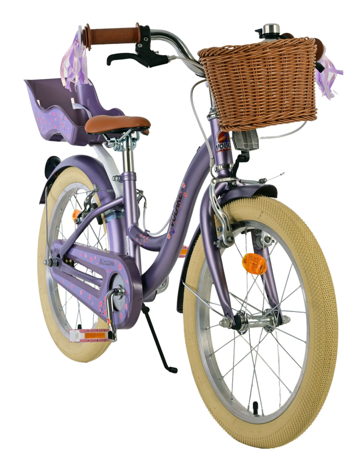 Volare Blossom Kinderfahrrad – Mädchen – 18 Zoll – Lila – zwei Handbremsen