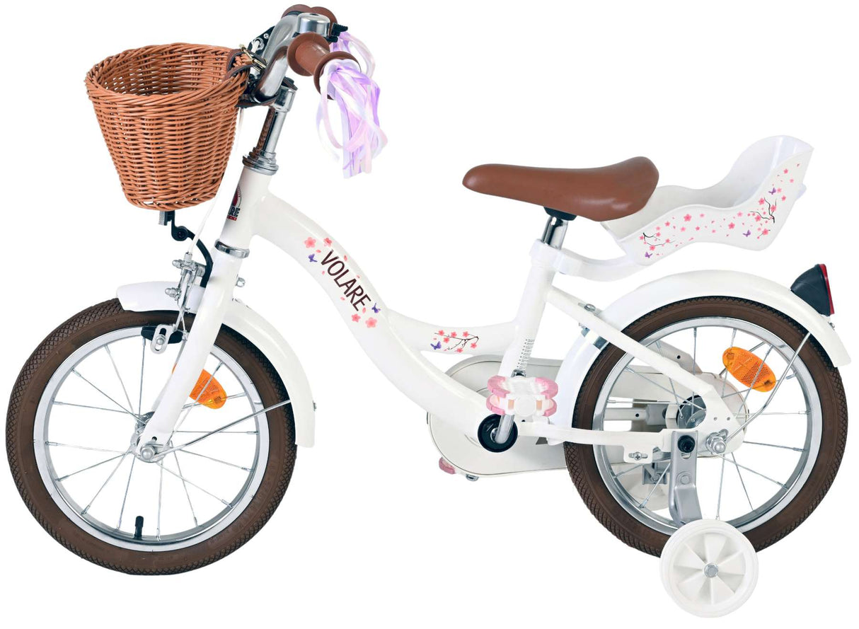 Volare Blossom Kinderfahrrad - Mädchen - 14 Zoll - Weiß