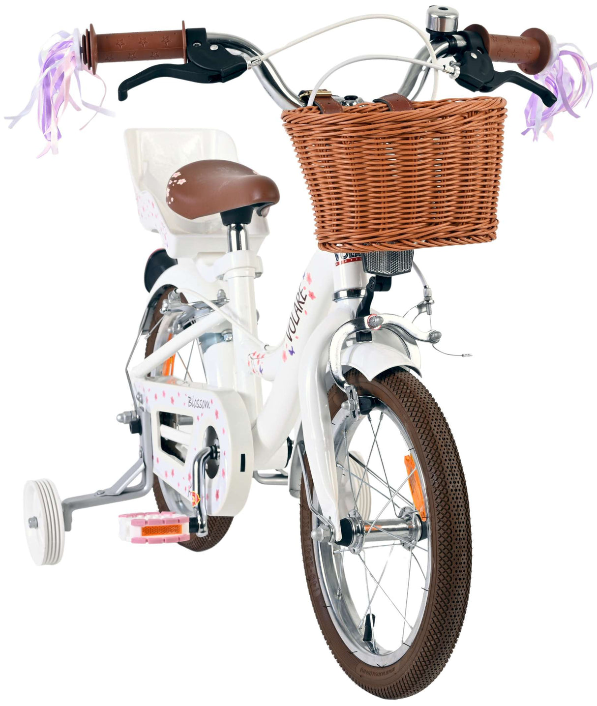 Volare Blossom Kinderfahrrad – Mädchen – 14 Zoll – weiß – zwei Handbremsen