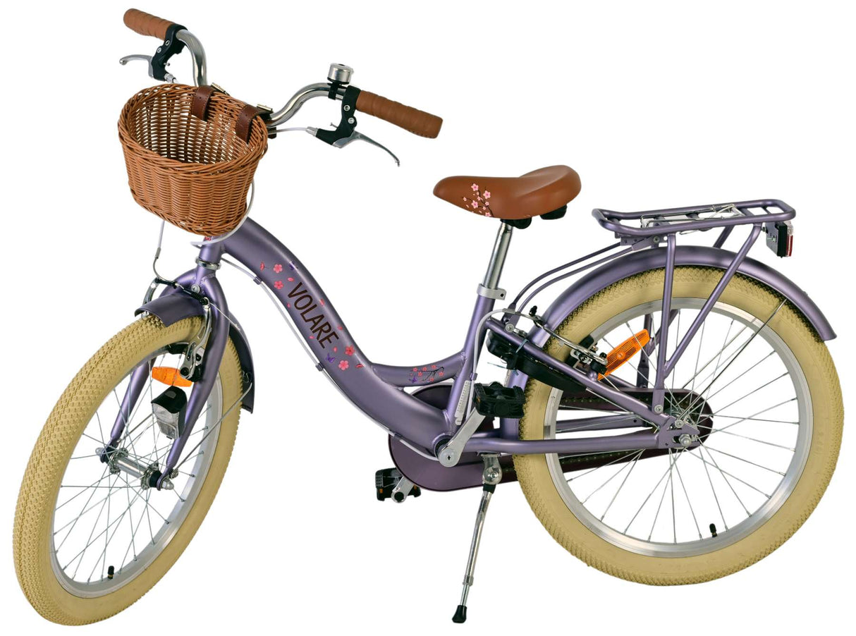Volare Blossom Kinderfahrrad – Mädchen – 20 Zoll – Lila – zwei Handbremsen