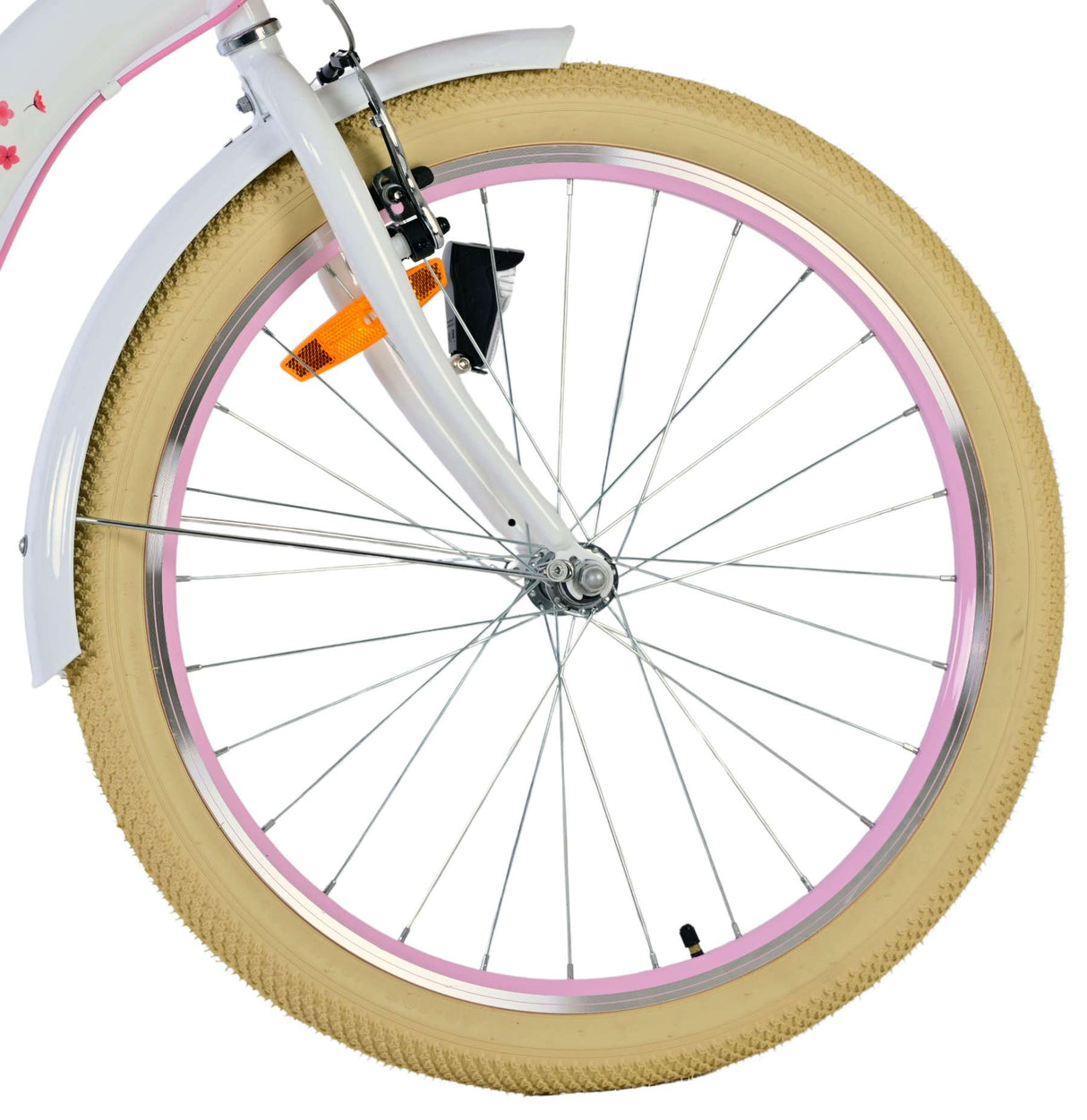 Volare Blossom Kinderfahrrad – Mädchen – 24 Zoll – weiß – zwei Handbremsen