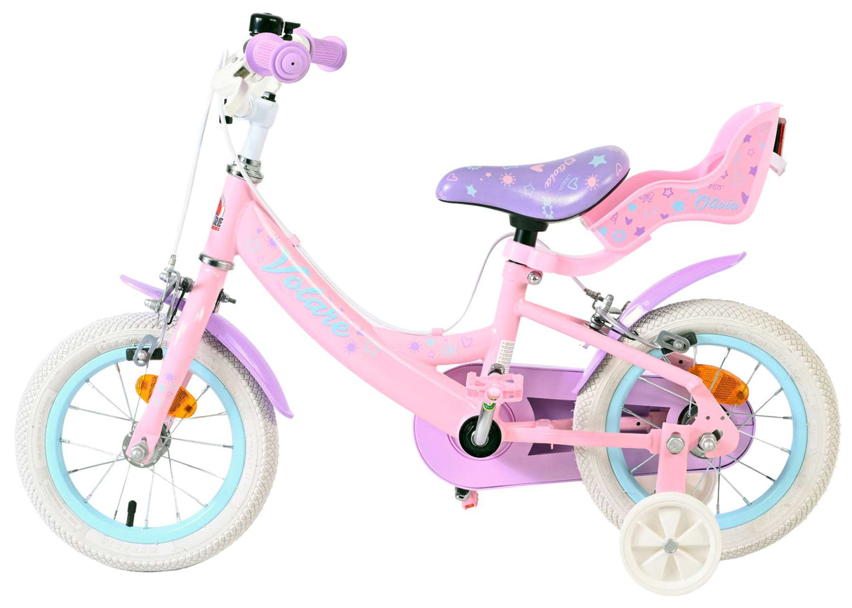 Volare Olivia Kinderfahrrad – Mädchen – 12 Zoll – Pink – zwei Handbremsen