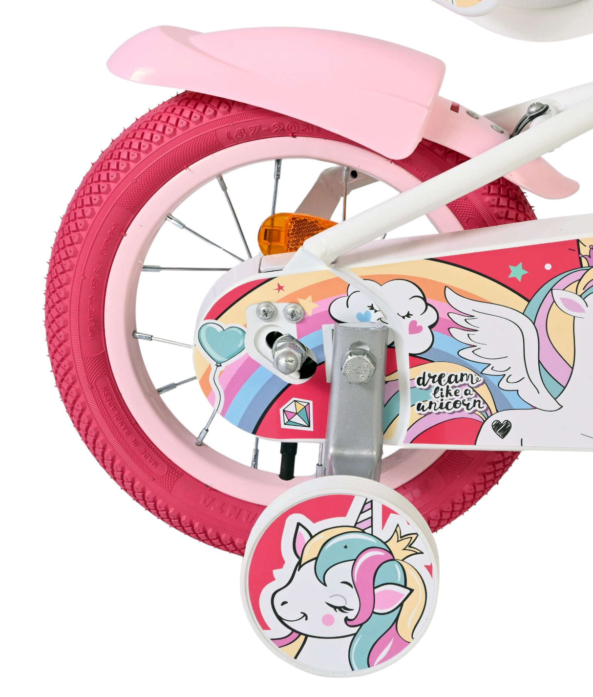 Volare Einhorn Kinderfahrrad - Mädchen - 12 Zoll - Weiß