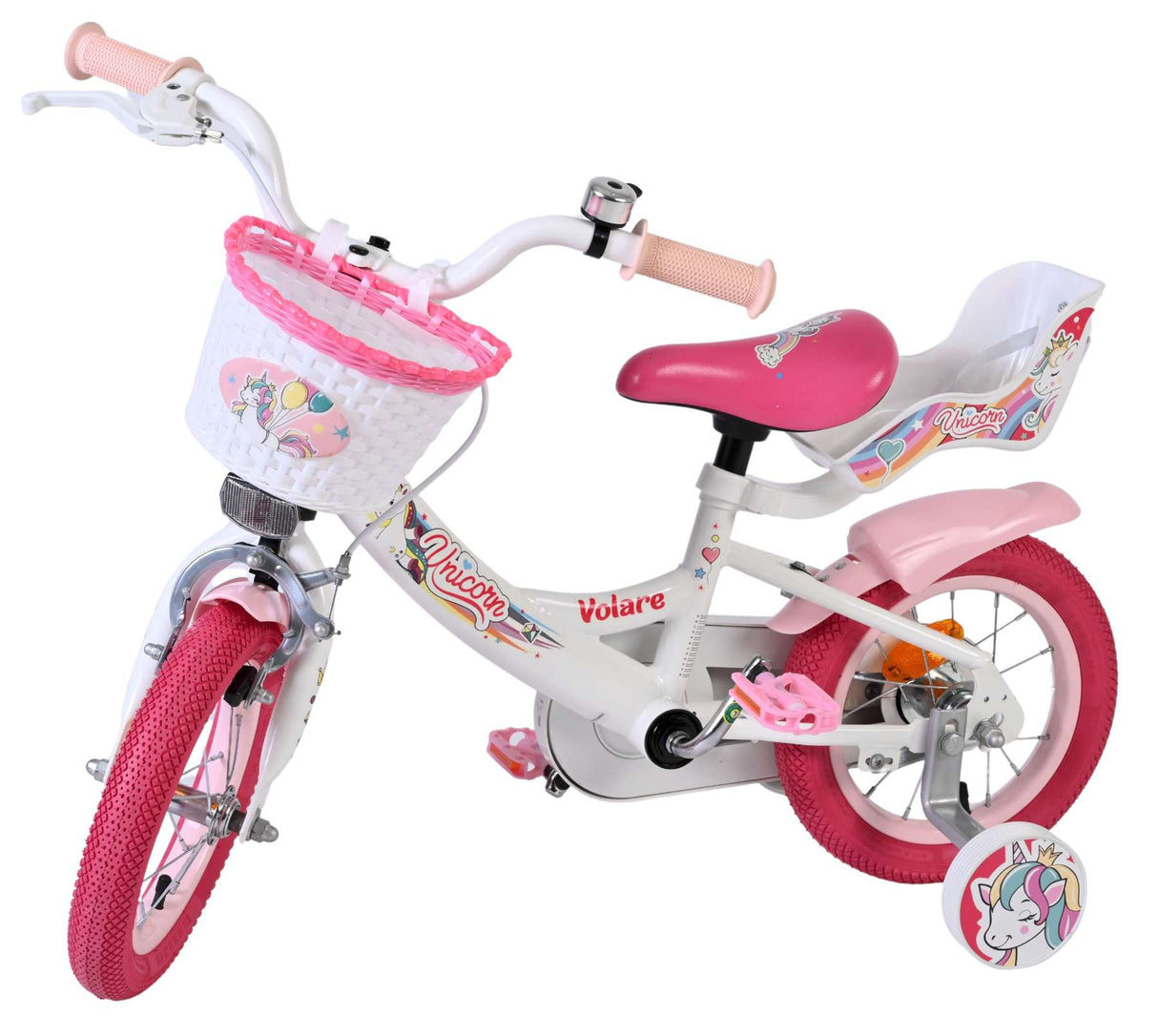 Volare Einhorn Kinderfahrrad - Mädchen - 12 Zoll - Weiß