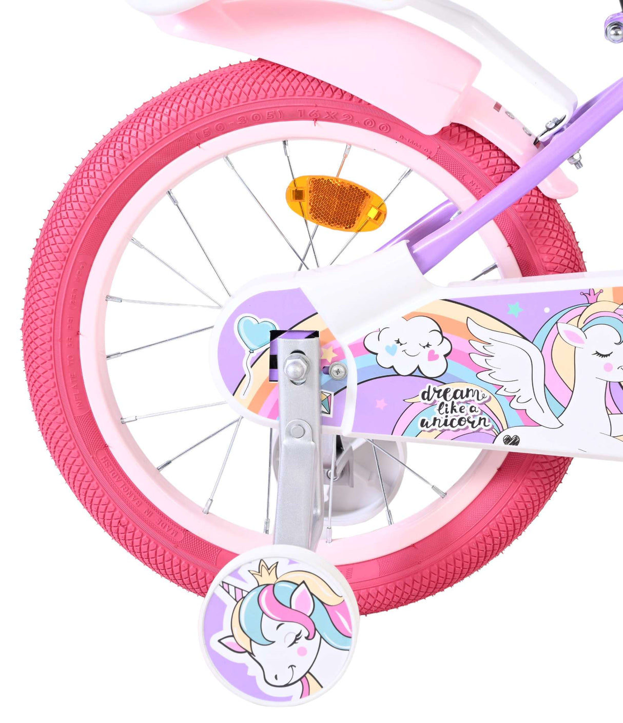 Volare Einhorn Kinderfahrrad - Mädchen - 16 Zoll - Lila