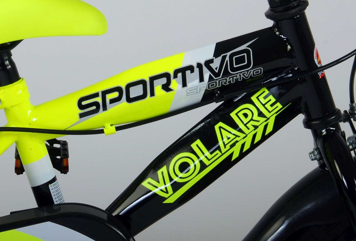 Volare Sportivo Kinderbike Jungen 12 Zoll Neon Geel Black zwei Handbremsen 95% versammelte