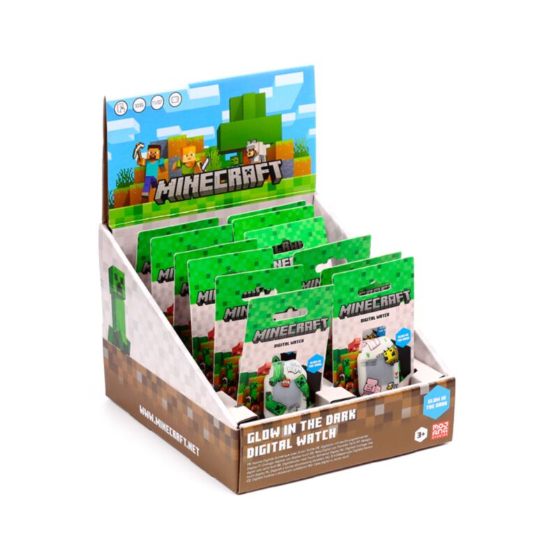 Minecraft-Digitaluhr aus Silikon, die im Dunkeln leuchtet