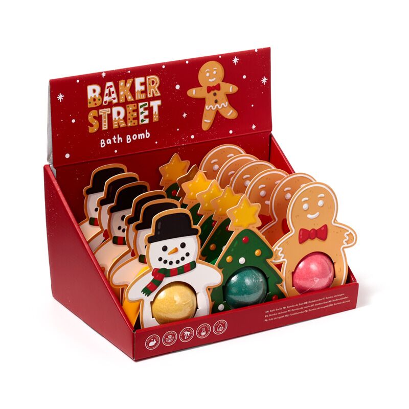Weihnachtliche Lebkuchenbäcker-Street-Badebomben-Geschenkbox