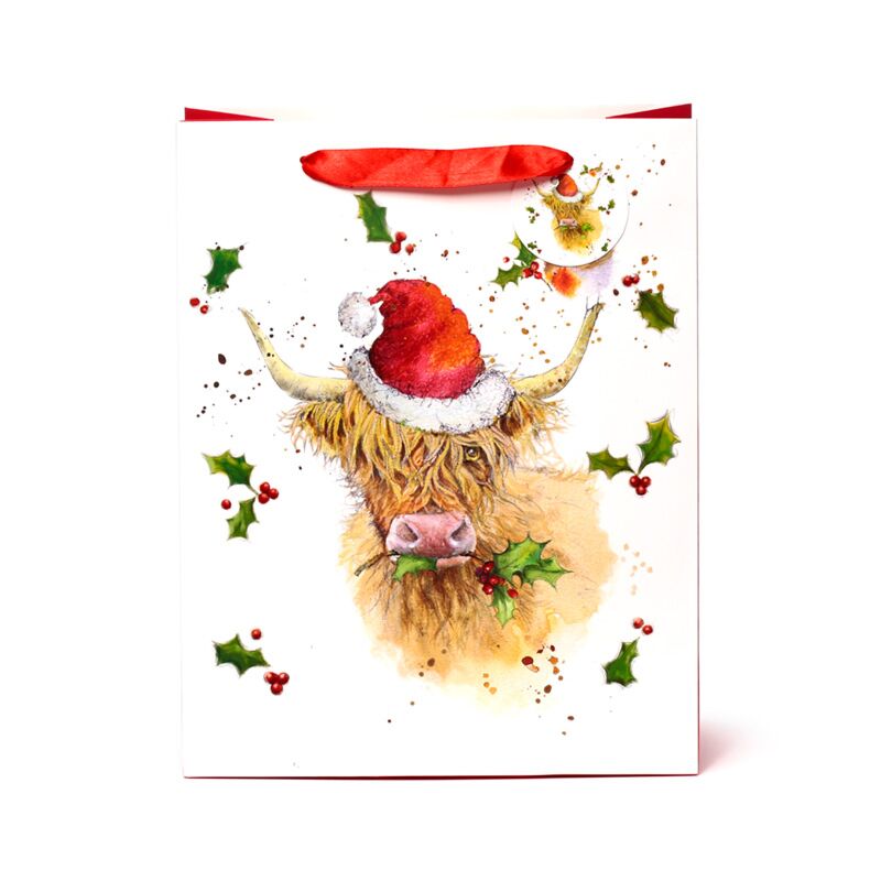 Jan Pashley Christmas Highland Coo Geschenktüte l
