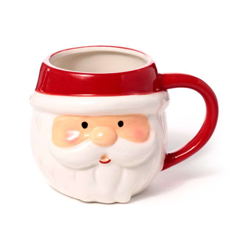 Keramikbecher in Form eines Weihnachtsmannkopfes