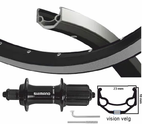 Shimano kgs Hinterrad 28 Zoll (622) Vision Felge schwarz silber 7 Gang schwarzes Ausfallende
