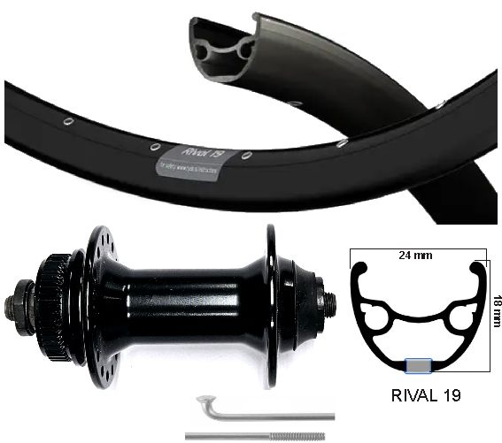 Kgs Vorderrad 28 Zoll (622) Rival 19 Speichen Edelstahl-Zentralverschluss