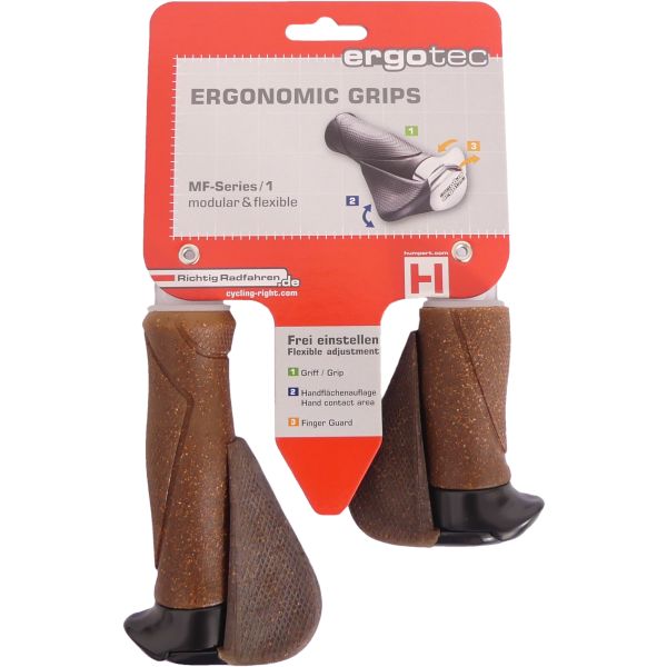 Ergonomisches Griffsystem - 130 mm 87 mm - Dura Cork Aluminium - Schwarzbraun