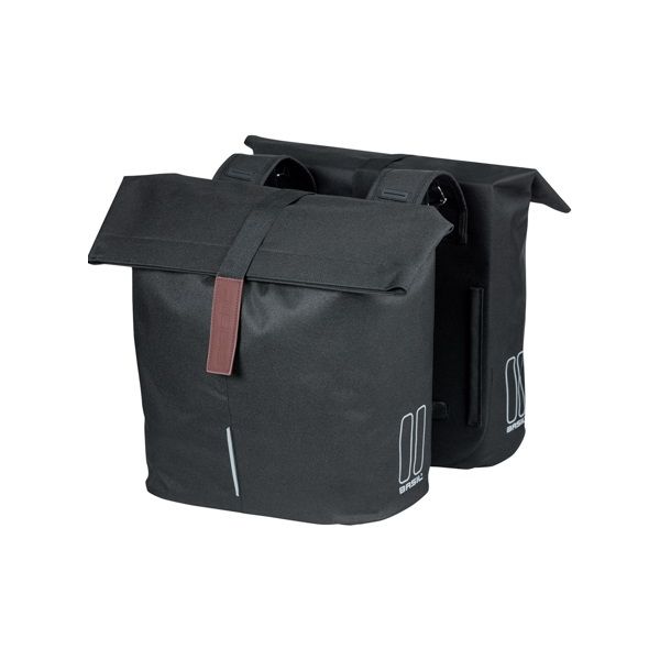 Basilikum -Stadt -Doppelfahrradbeutel - Wasser -Repellent Polyester - Schwarz - Universal Bridge System - 28-32L