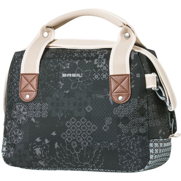 Basil Bohème City Bag - Elegante grüne Hand-, Schulter- und Lenkerbeutel für Frauen, geeignet für Elektrofahrräder und Stadtfahrräder - Schwarz