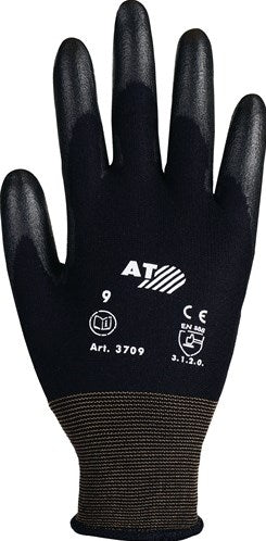 Asatex-Handschuh | Größe 7 schwarz | Polyamid m. weiches Polyurethan | Polyamid m. weiches Polyurethan | 12 Paar - 3709 7 3709 7