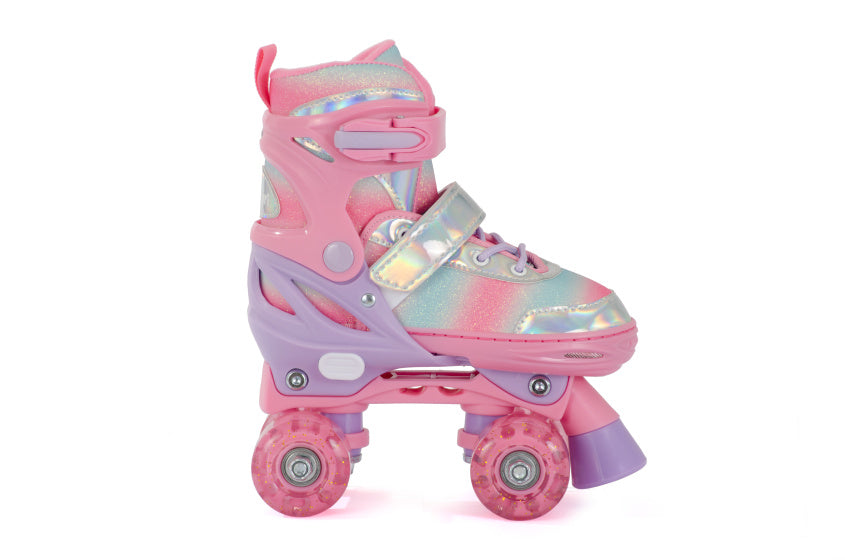 Aventuri verstellbare Rollschuhe mit leicht rosa Glitzer Größe 31-34 (s)