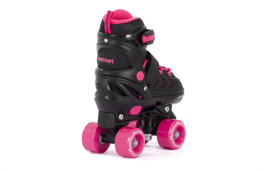 Aventuri verstellbare Rollschuhe halbweicher Stiefel schwarz rosa Größe 31-34 (S)