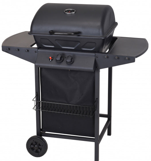 Vaggan 2-Brenner-Grill auf Rädern 100 cm Edelstahl schwarz