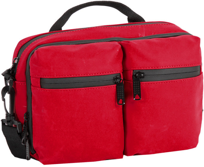 Spritzwasserabweisende Fahrrad-Lenkertasche mit Schultergurt 3l rot