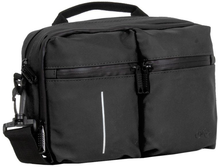 Spritzwasserabweisende Fahrrad-Lenkertasche mit Schultergurt 3l schwarz