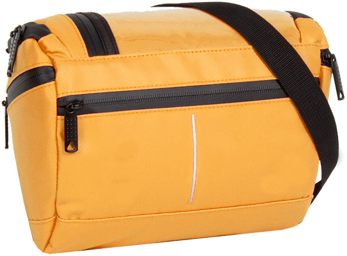 Spritzwasserabweisende Fahrrad-Lenkertasche mit Schultergurt 5l gelb