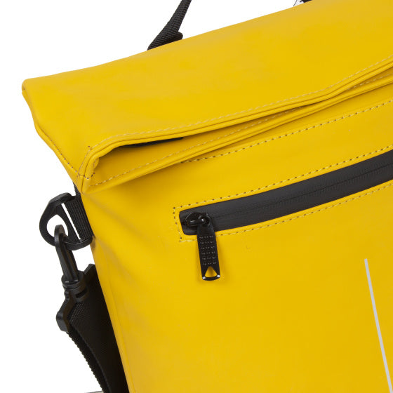 Spritzwasserabweisende Fahrrad-Lenkertasche mit Schultergurt 6l gelb