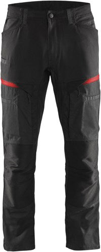 Blåkläder service werkbroek met stretch 14561845 | zwart rood | maat 44 - 7330509651476