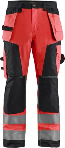 Blåkläder werkbroek high-vis 15681811 | high vis rood zwart | maat 48 - 7330509403006