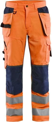Blåkläder werkbroek high-vis met ventilatie 15651811 | high vis oranje marineblauw | maat 56 - 7330509673263