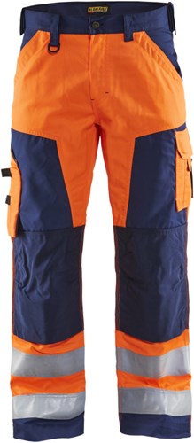 Blåkläder werkbroek high-vis zonder spijkerzakken 15661811 | high vis oranje marineblauw | maat 56 - 7330509413487