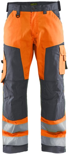 Blåkläder werkbroek high-vis zonder spijkerzakken 15661811 | high vis oranje medium grijs | maat 64 - 7330509746936