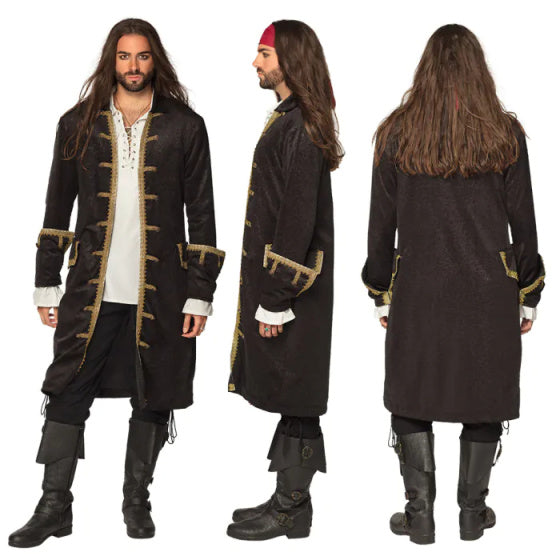 Boland Pirat Jacke Polyester Männer Schwarz Gold Größe XL (54)