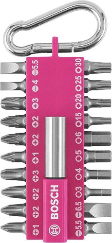 Abi Bosch Schraubendreher-Bit-Set | rosa | mit karjnhook | 21 Stück - 2607012000